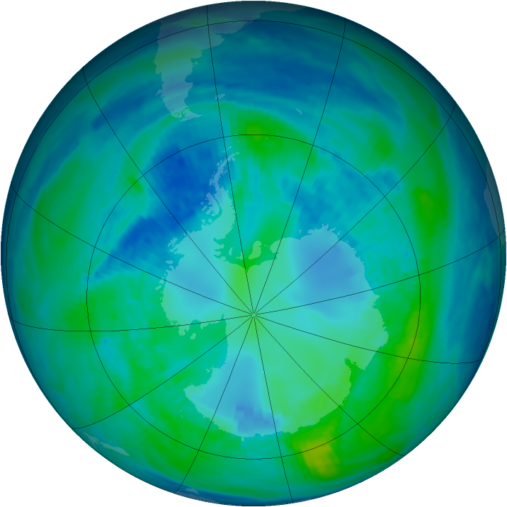Antarctic ozone map for 20 April 1993